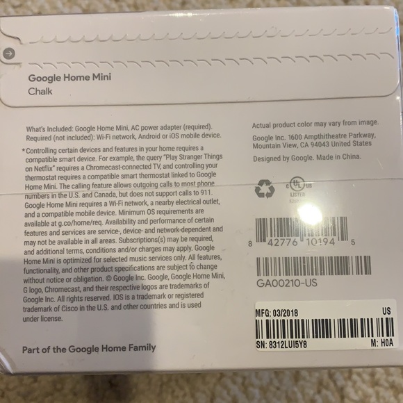 New Google home mini speaker- Chalk color - Picture 2 of 2
